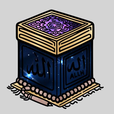 draw a the kabba with the name allah on it