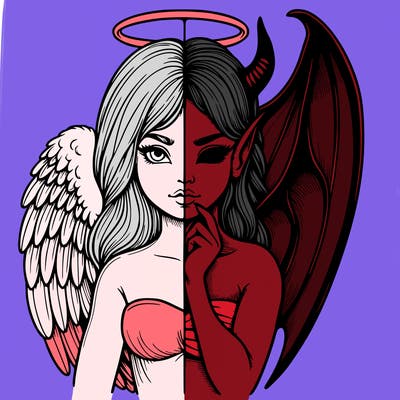 realistic angel half demon