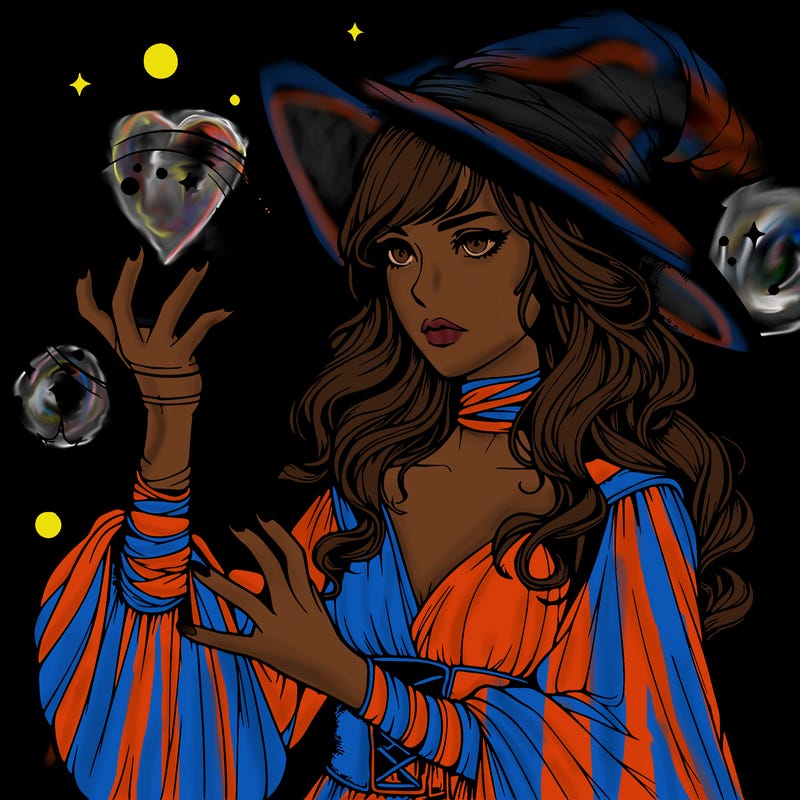 realistic women sorcerer using magic