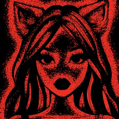 realistic girl with fox ears and realistic lips