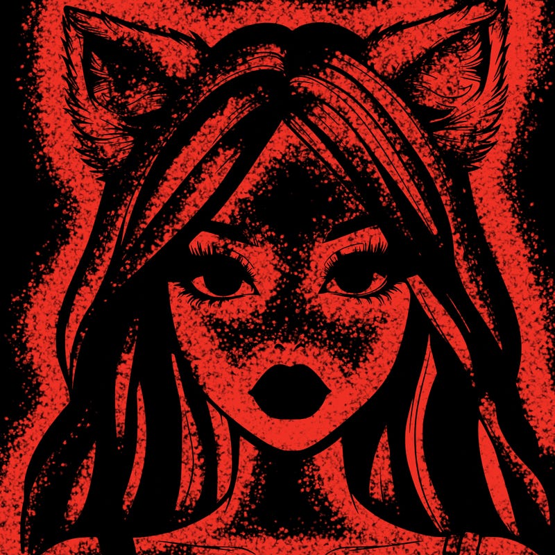 realistic girl with fox ears and realistic lips