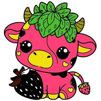 cute strawberry cow