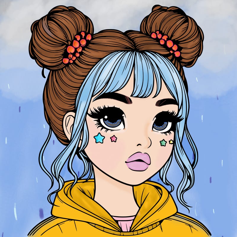 realistic girl with space buns