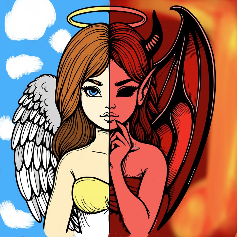 realistic angel half demon