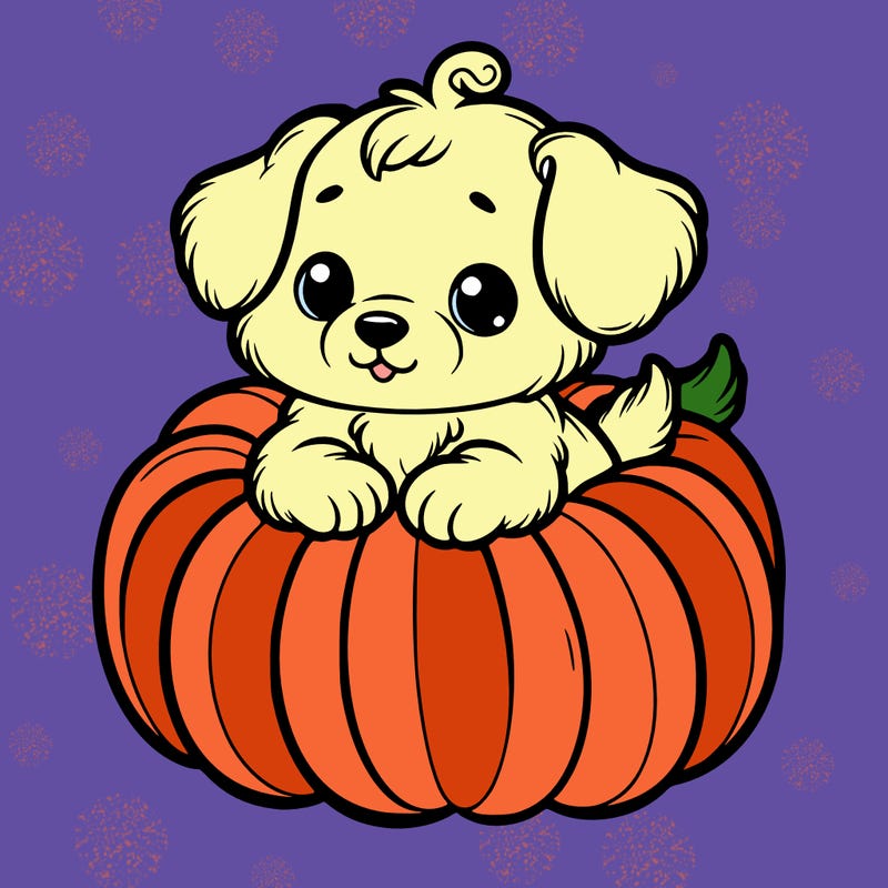 cute little puppy in a pumpkin