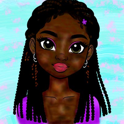 a realistic black girl with braids