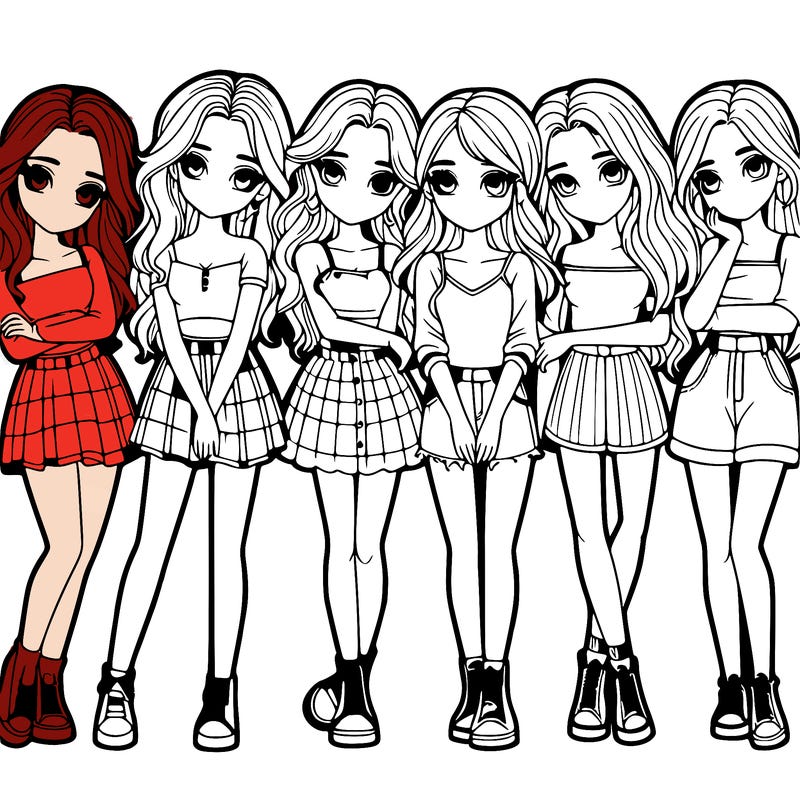 a group of girls realistic