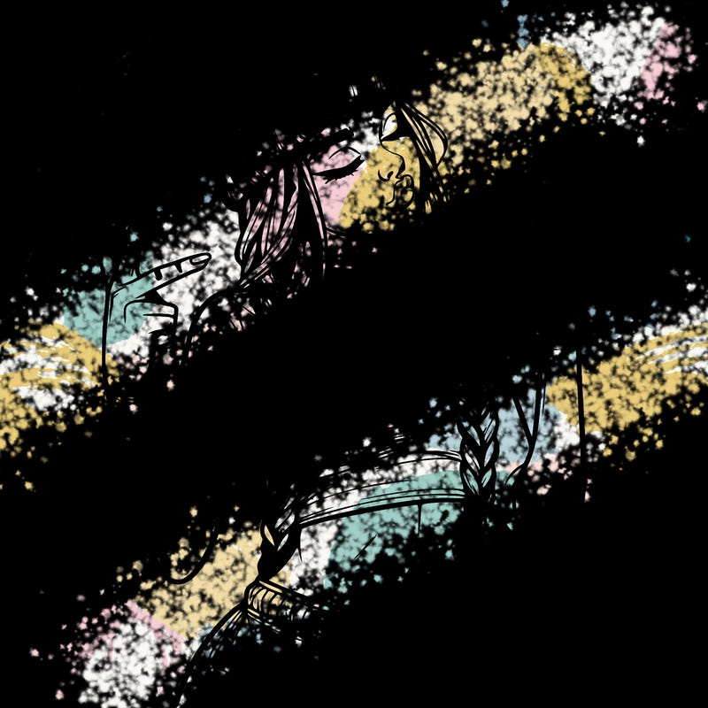 realistic teenage girl with braids and a beanie and crop top doing 🫶🏼