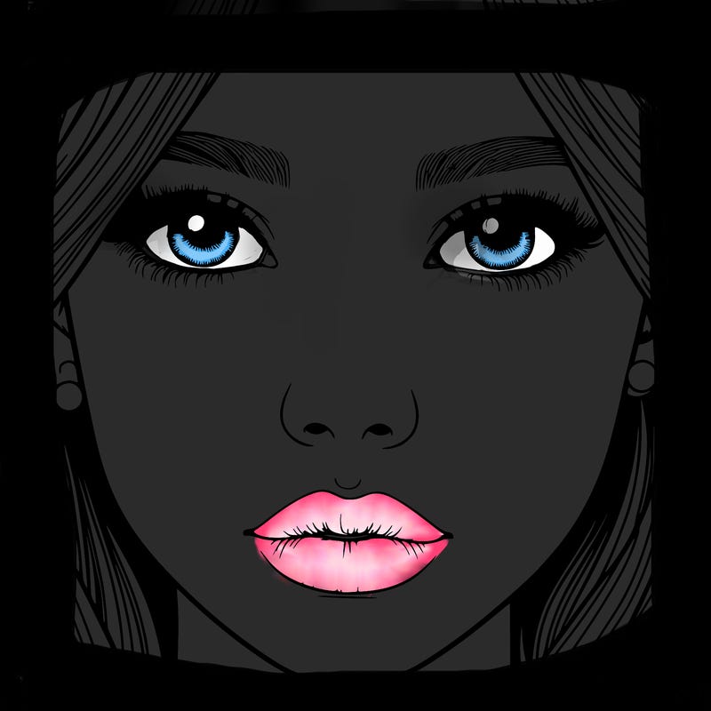 realistic girl with nose and lips