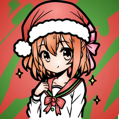 anime girl wearing a santa hat