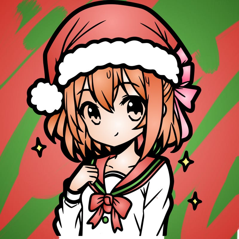 anime girl wearing a santa hat