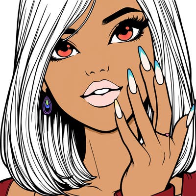 realistic girl showing her nails