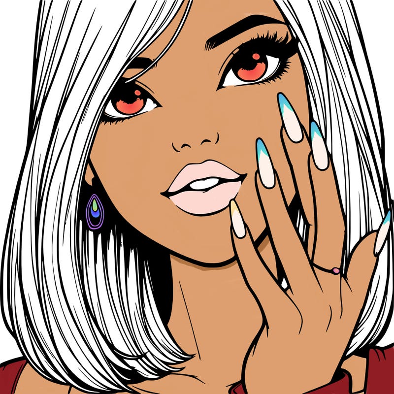 realistic girl showing her nails