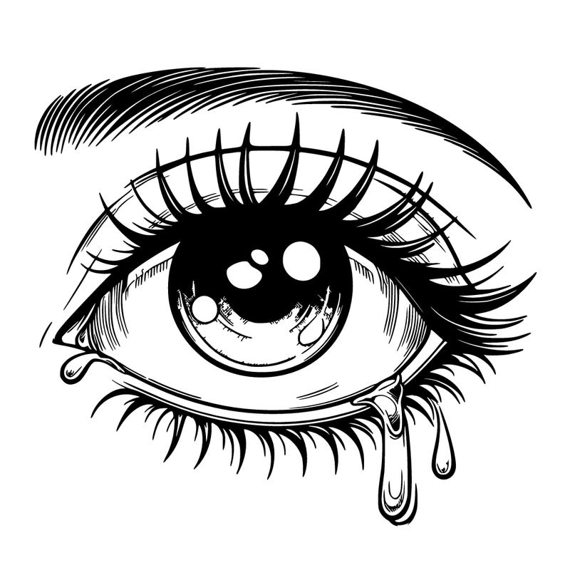 realistic slightly crying eye