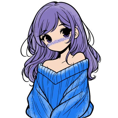 shy pretty girl wearing a sweater that is falling off one shoulder portrait