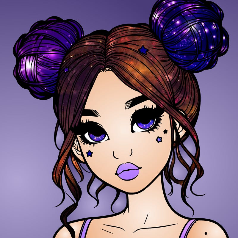 realistic girl with space buns