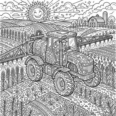 Dive into the detailed world of agriculture with this engaging field sprayer coloring page designed specifically for teens. Featuring intricate machinery amidst a vibrant farm landscape, it offers a challenging and rewarding creative experience.