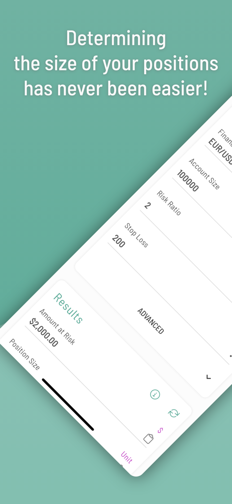 Oberfläche der FX Positionsrechner-App für das Forex-Risikomanagement
