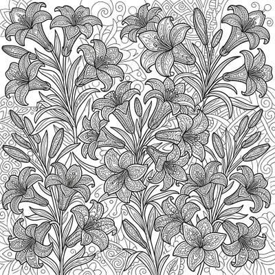 Discover the enchanting beauty of fairy lilies reimagined through intricate Zentangle patterns. This delightful coloring page offers a meditative escape into a world of delicate blooms and abstract artistry.