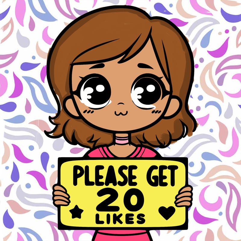 20 girl holding sign that says please get 20 likes