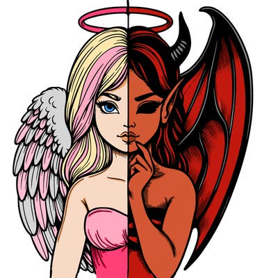 realistic angel half demon