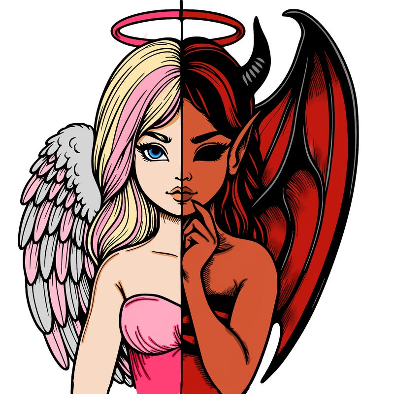 realistic angel half demon