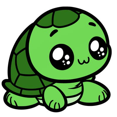 cute little animated turtle