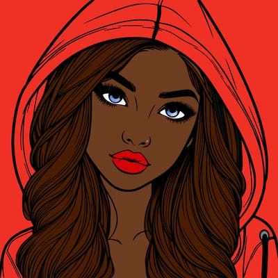 realistic beautiful girl with a hood on