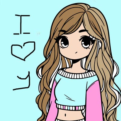 girl with long hair and a crop top with a sweater