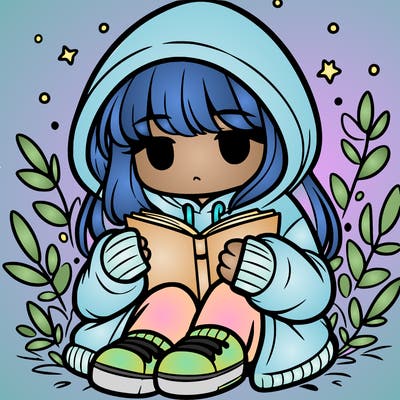 girl in oversized hoodie reading a book