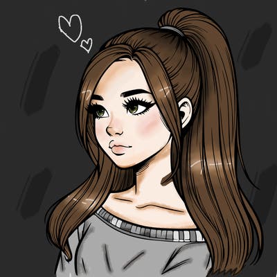realistic girl with a high ponytail