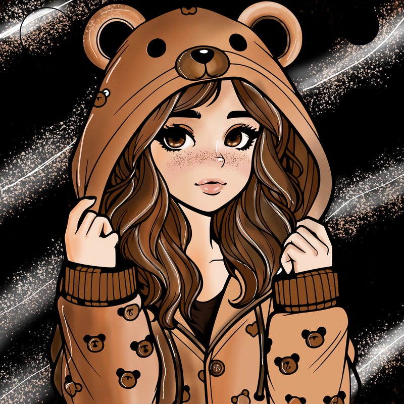 realistic girl in a animal pjs hoodie
