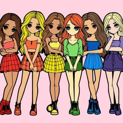 a group of girls realistic