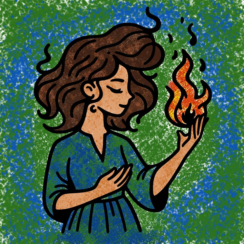 woman with fire