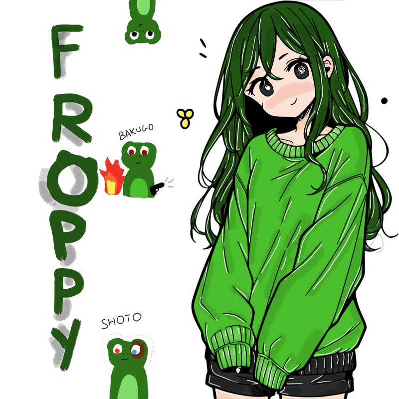 manga teen girl  in a sweater and baggy pants