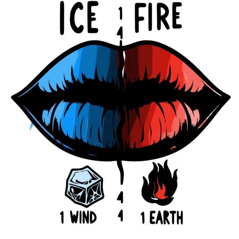 realistic lip split in fourth . 1 fourth ice 1 fire 1wind 1 earth