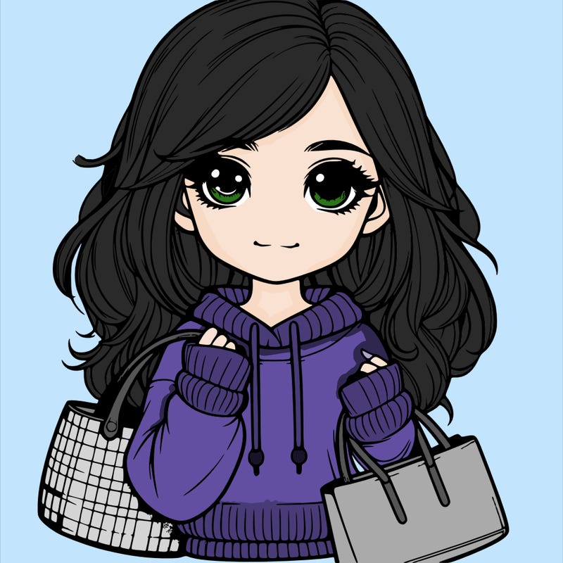 realistic girl with bags