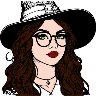 a witch with glasses realistic
