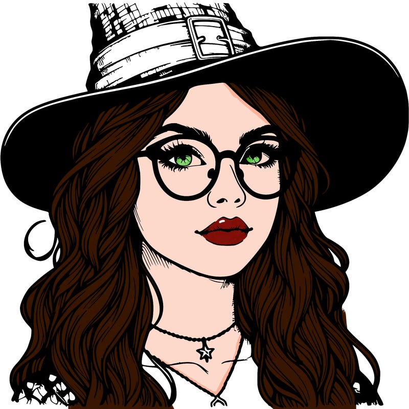 a witch with glasses realistic
