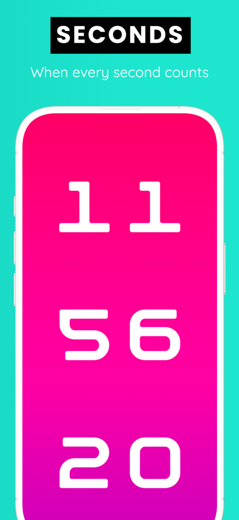 Bed Time | Large Clock - A minimalist large digital clock display showing hours minutes and seconds on a bright pink background.
