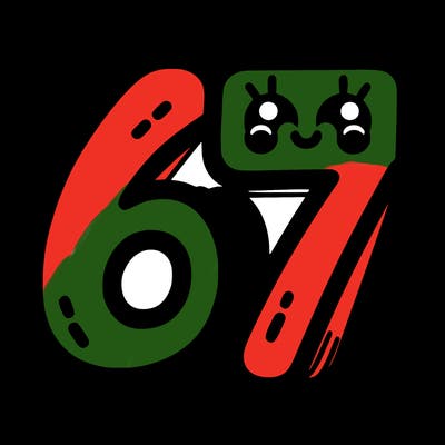 the numbers 67