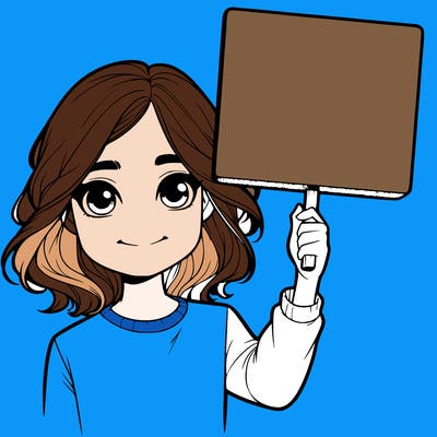 realistic girl holding up a sign