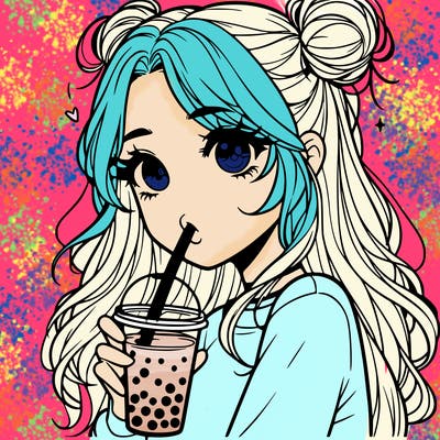 pretty realistic girl drinking boba
