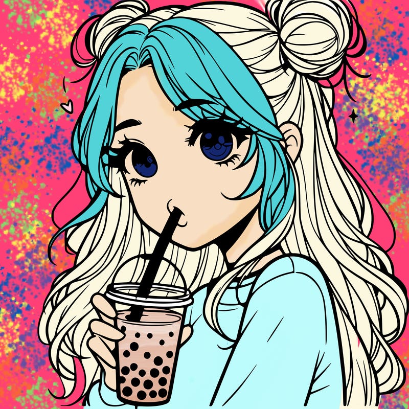 pretty realistic girl drinking boba