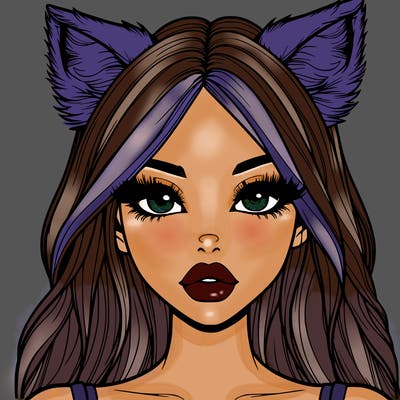 realistic girl with fox ears and realistic lips