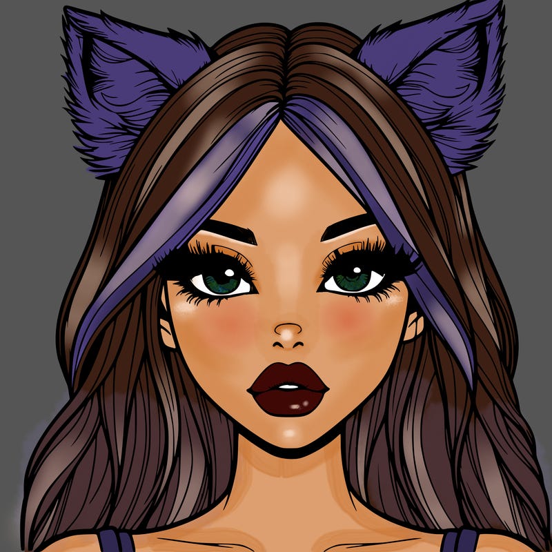 realistic girl with fox ears and realistic lips