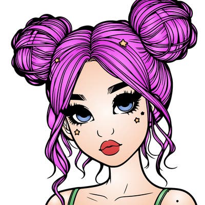 realistic girl with space buns