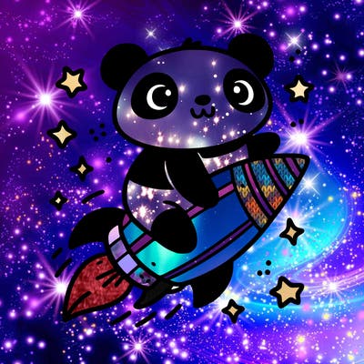 panda on a rocket