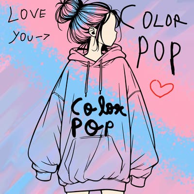 realistic girl with a oversized sweatshirt on and a bun