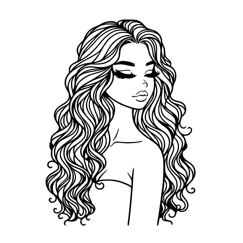 a realistic woman with long curly hair
